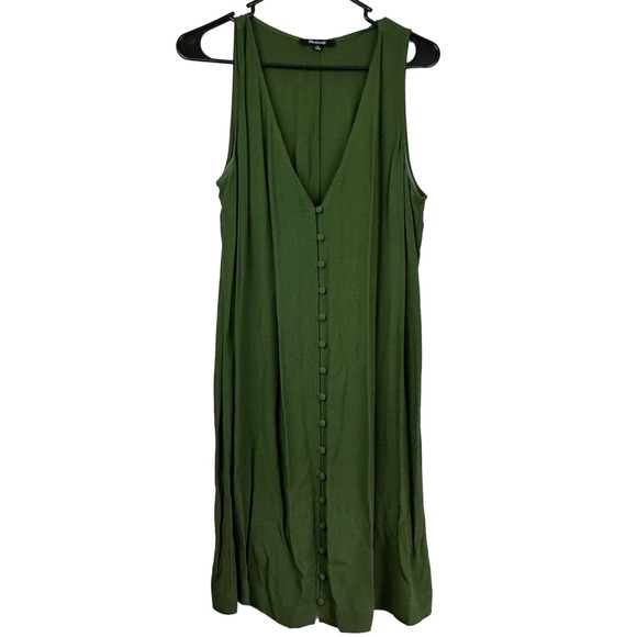 Madewell Heather Button Front Dress Green Medium - Picture 2 of 14